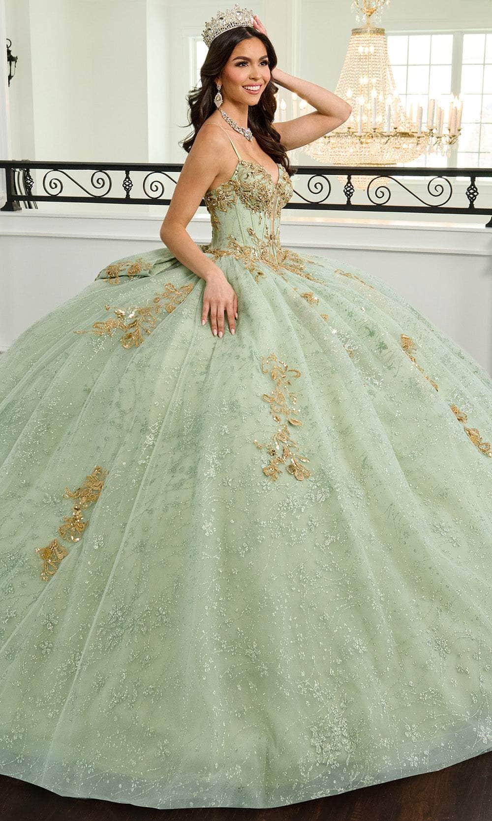 Rachel Allan RQ2221 - Beaded Tulle Ballgown with Bow Quinceanera Dresses