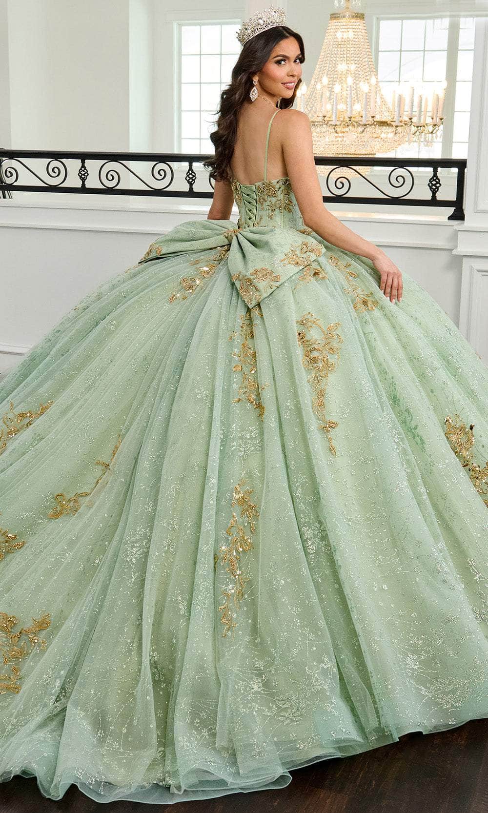 Rachel Allan RQ2221 - Beaded Tulle Ballgown with Bow Quinceanera Dresses