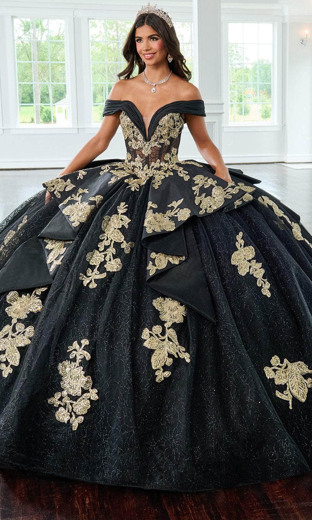 Rachel Allan RQ2222 - Off Shoulder Pleated Peplum Ballgown Quinceanera Dresses