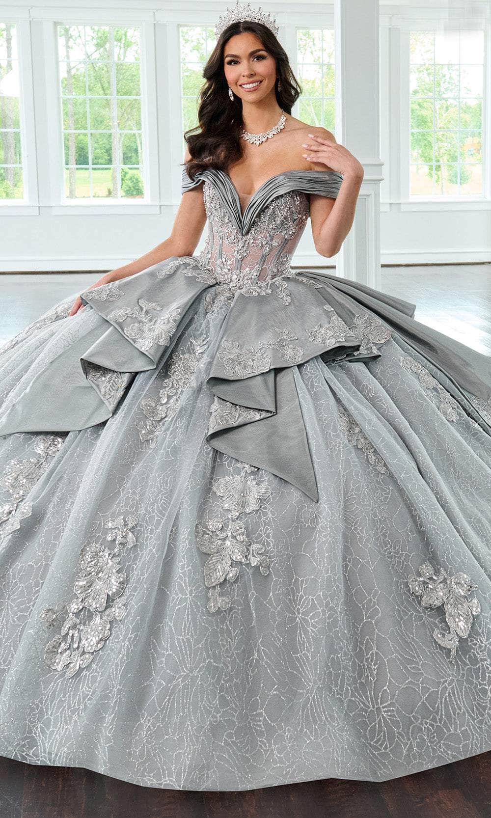 Rachel Allan RQ2222 - Off Shoulder Pleated Peplum Ballgown Quinceanera Dresses