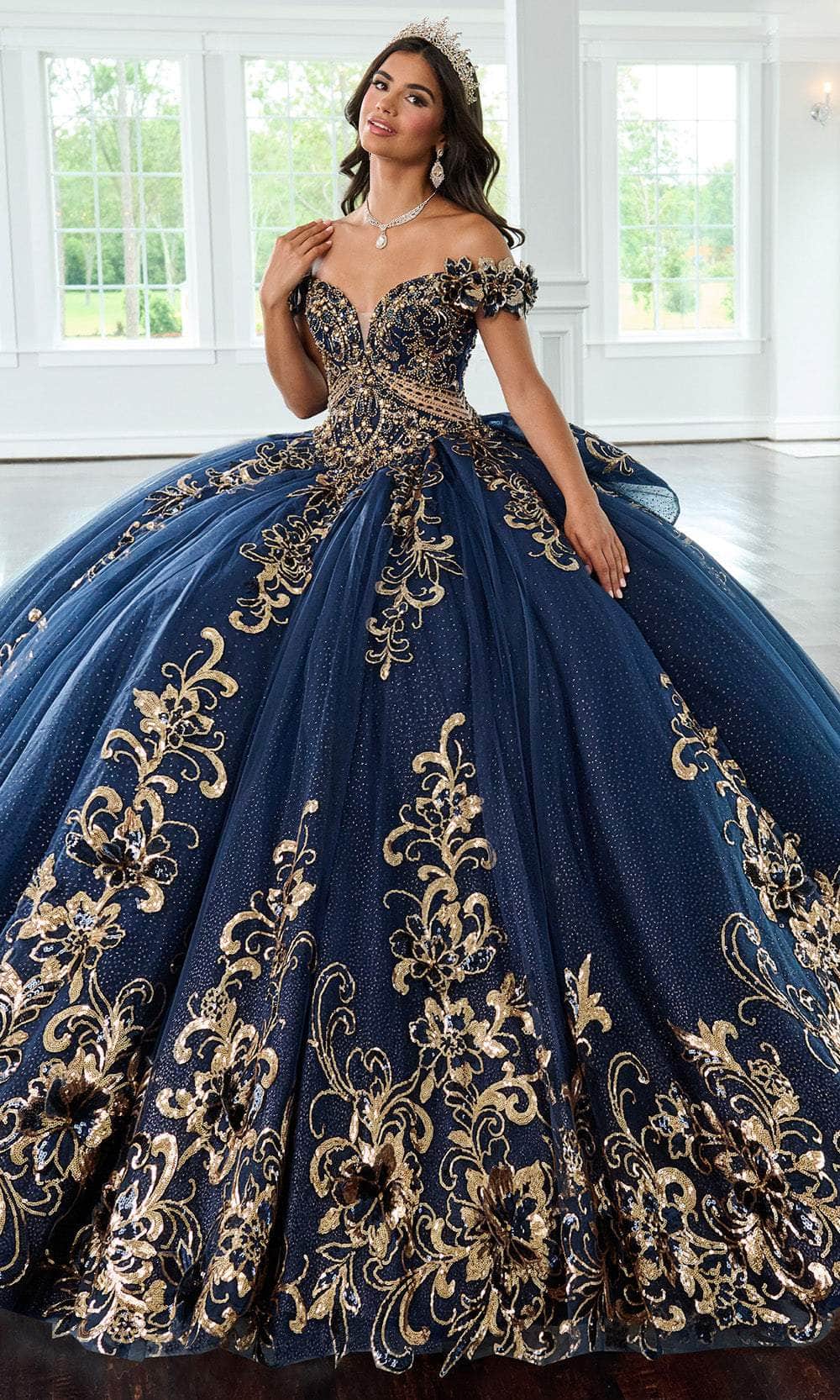 Rachel Allan RQ3145 - Floral Appliqued Sweetheart Ballgown with Bow Quinceanera Dresses