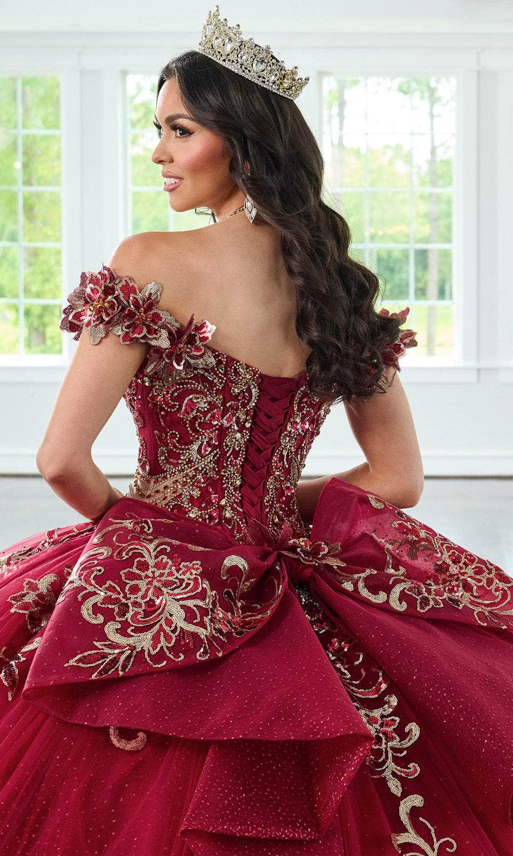 Rachel Allan RQ3145 - Floral Appliqued Sweetheart Ballgown with Bow Quinceanera Dresses