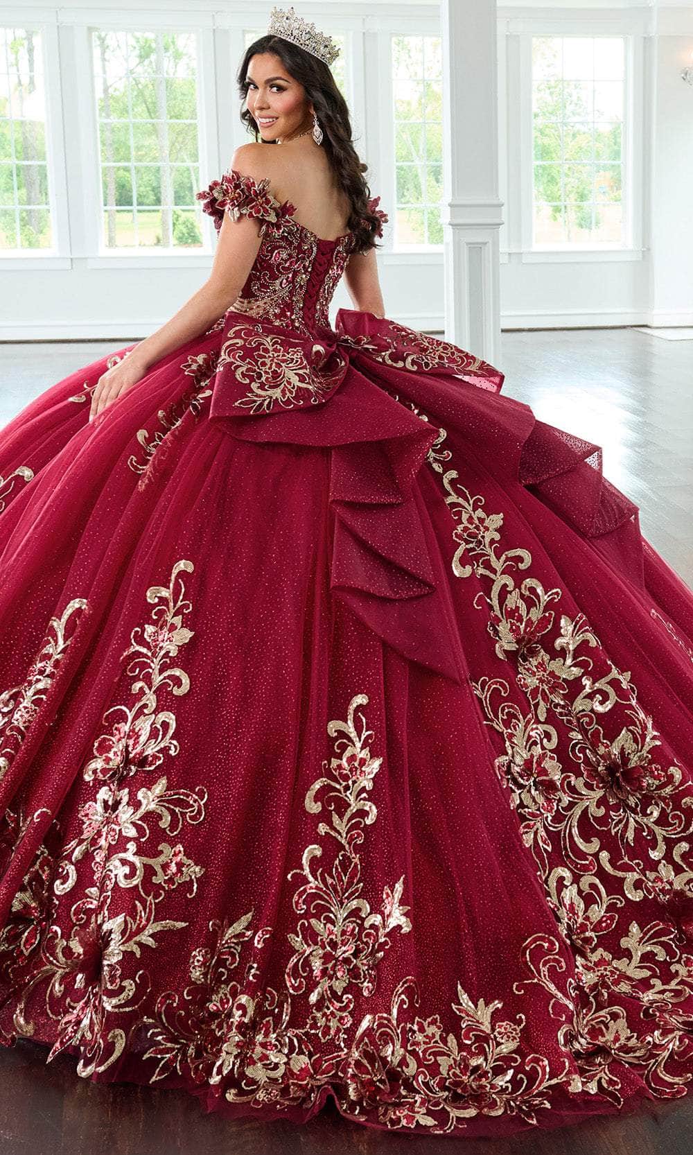 Rachel Allan RQ3145 - Floral Appliqued Sweetheart Ballgown with Bow Quinceanera Dresses