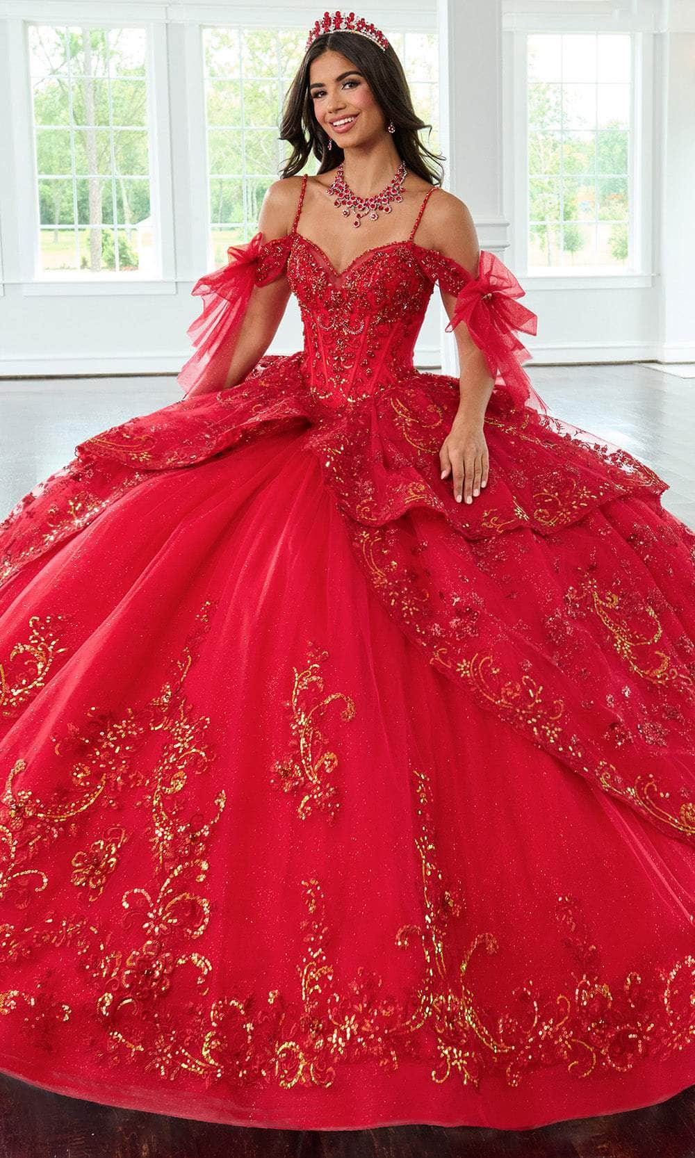 open lace back dress Rachel Allan RQ3147 - Long Tulle, Glitter Tulle, Applique, Beading Ballgown Dress