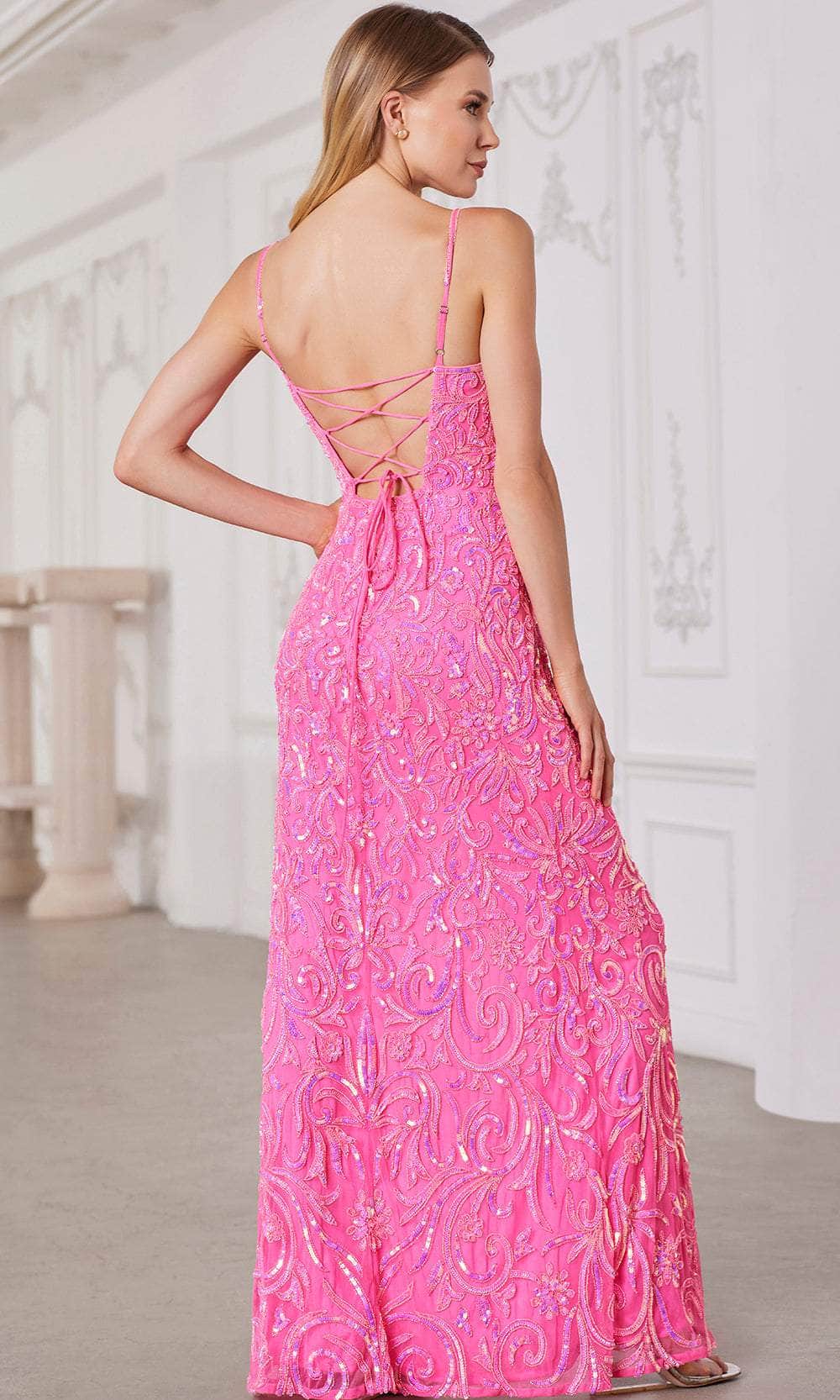 SCALA 80117 - Lace-Up Back Beaded Evening Dress Evening Dress