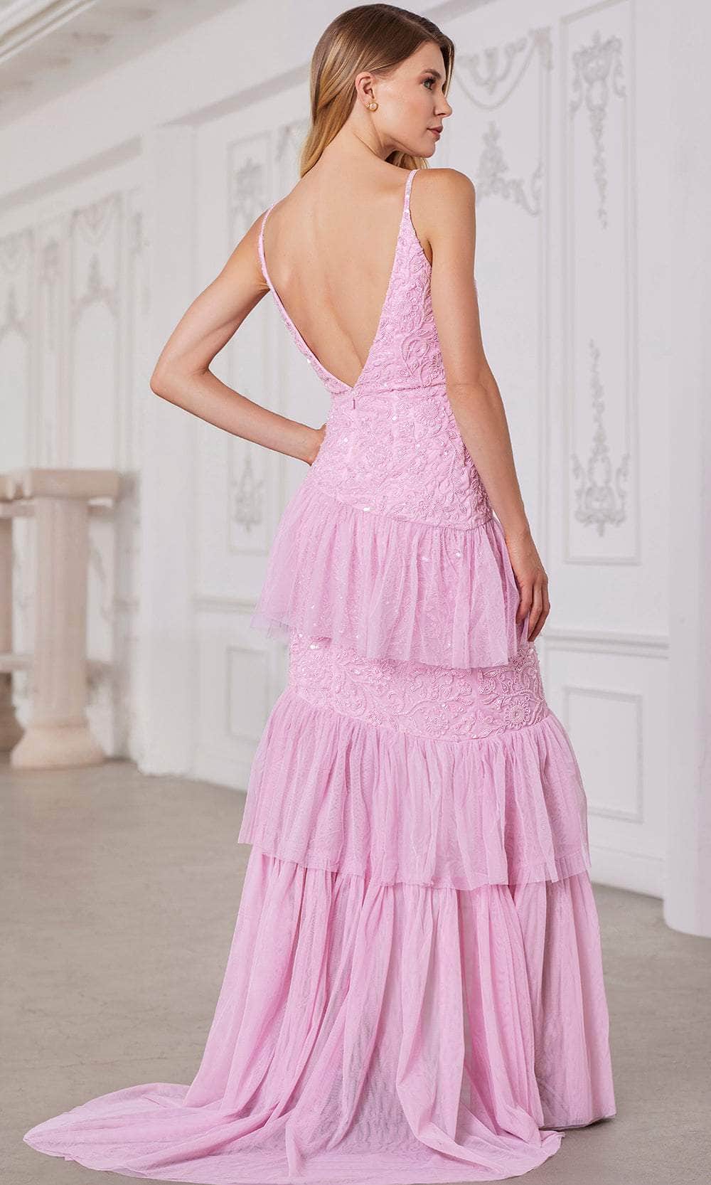SCALA 80118 - V-Neck Ruffle Tiered Evening Dress Prom Dresses