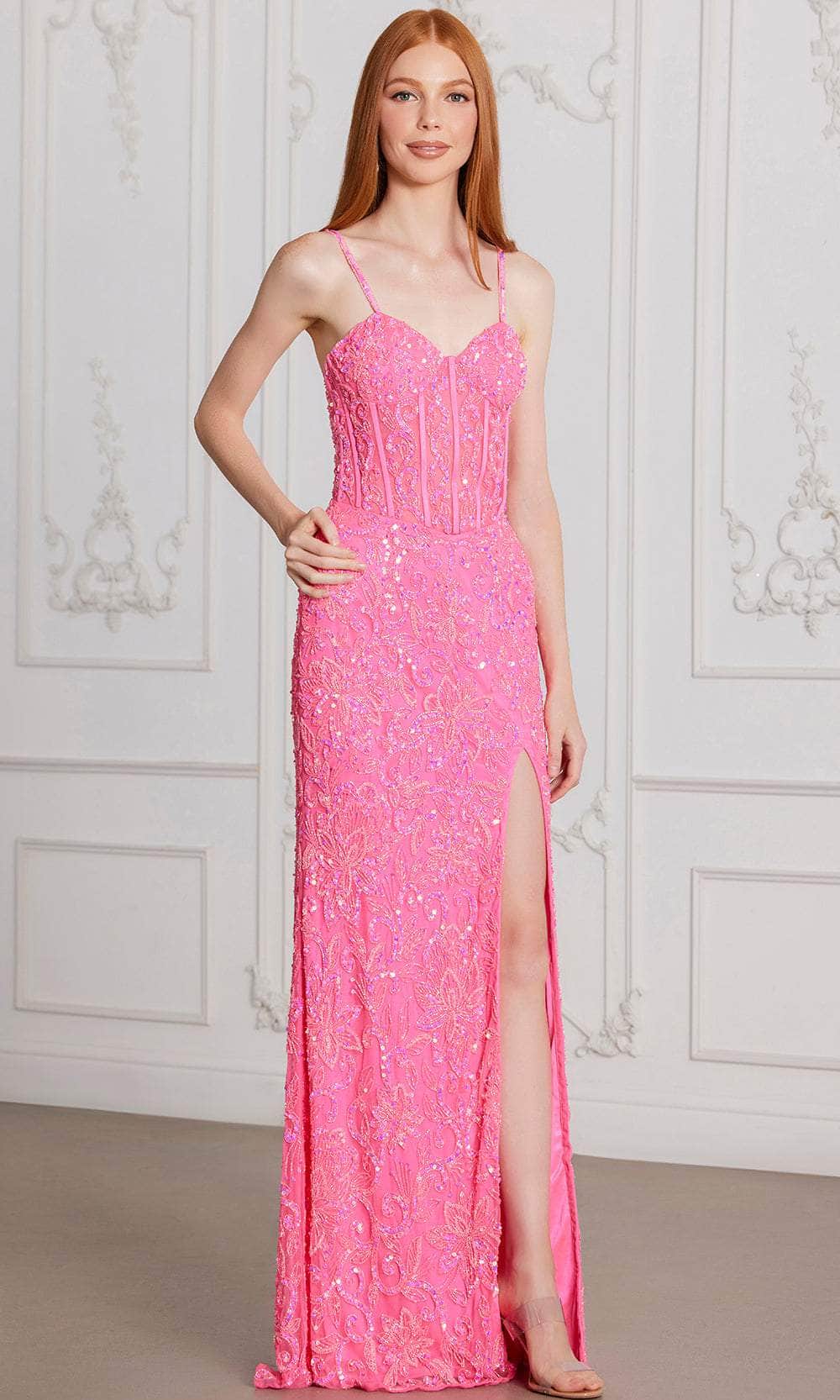 SCALA 80140 - Corset Embellished Prom Gown Prom Dresses 000 /  Shiny Fuchsia