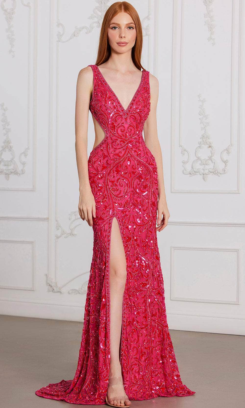 SCALA 80148 - Sequined Side Cut-Out Prom Gown SCALA 80148 - Sequined Side Cut-Out Prom Gown