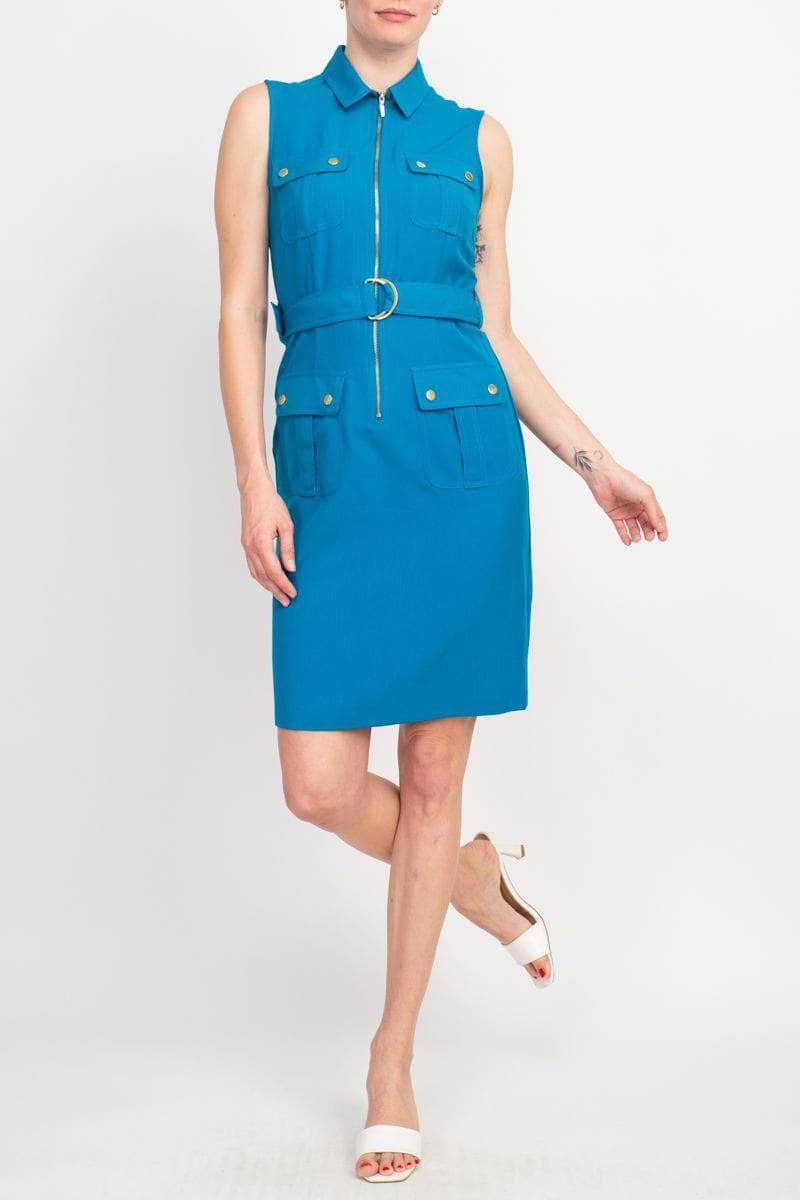 Sharagano HW3S19607 - Belted Zip Dress Sharagano HW3S19607 - Belted Zip Dress