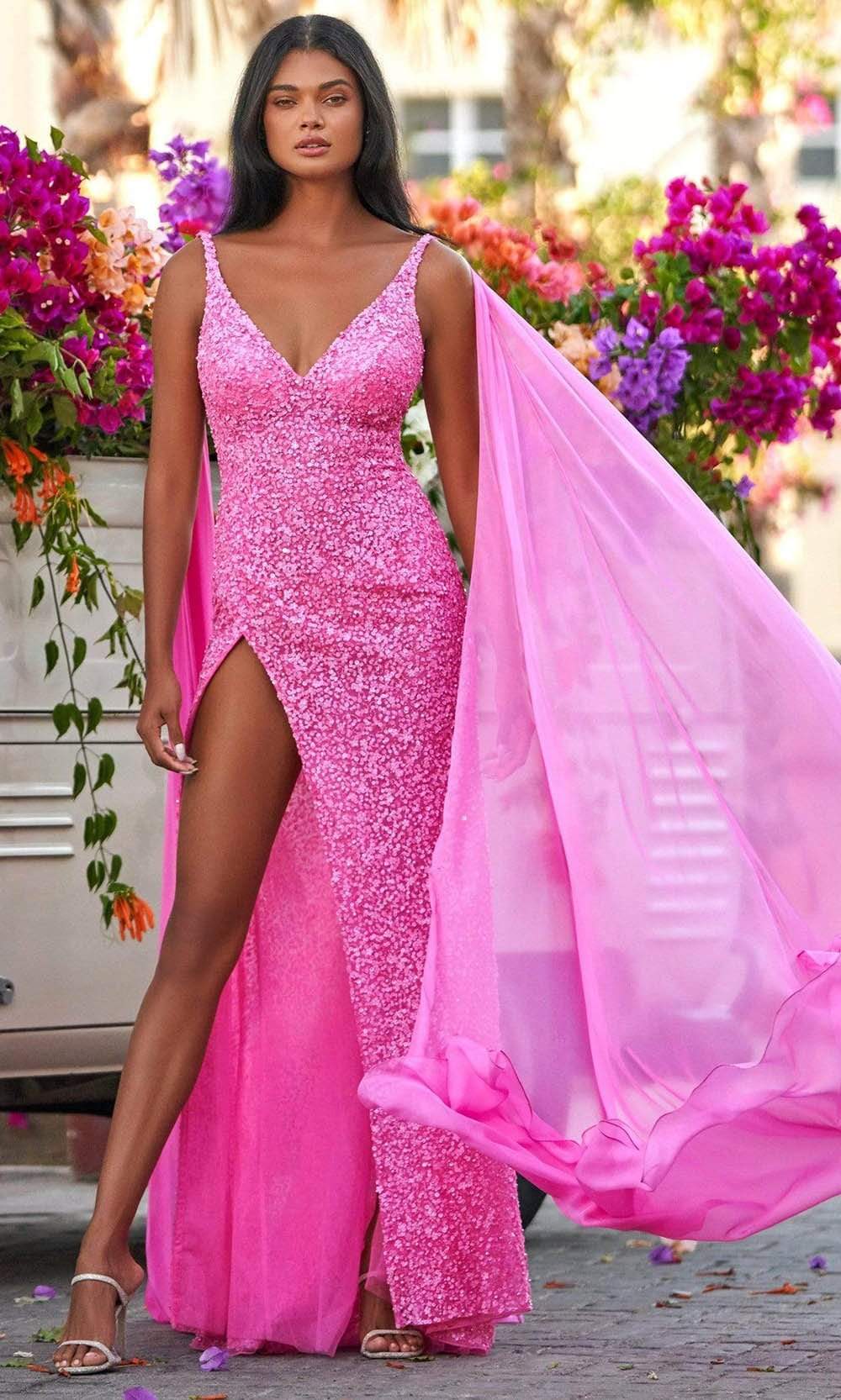 Sherri Hill - 54882 Sheer Drape Sequin Gown Special Occasion Dress