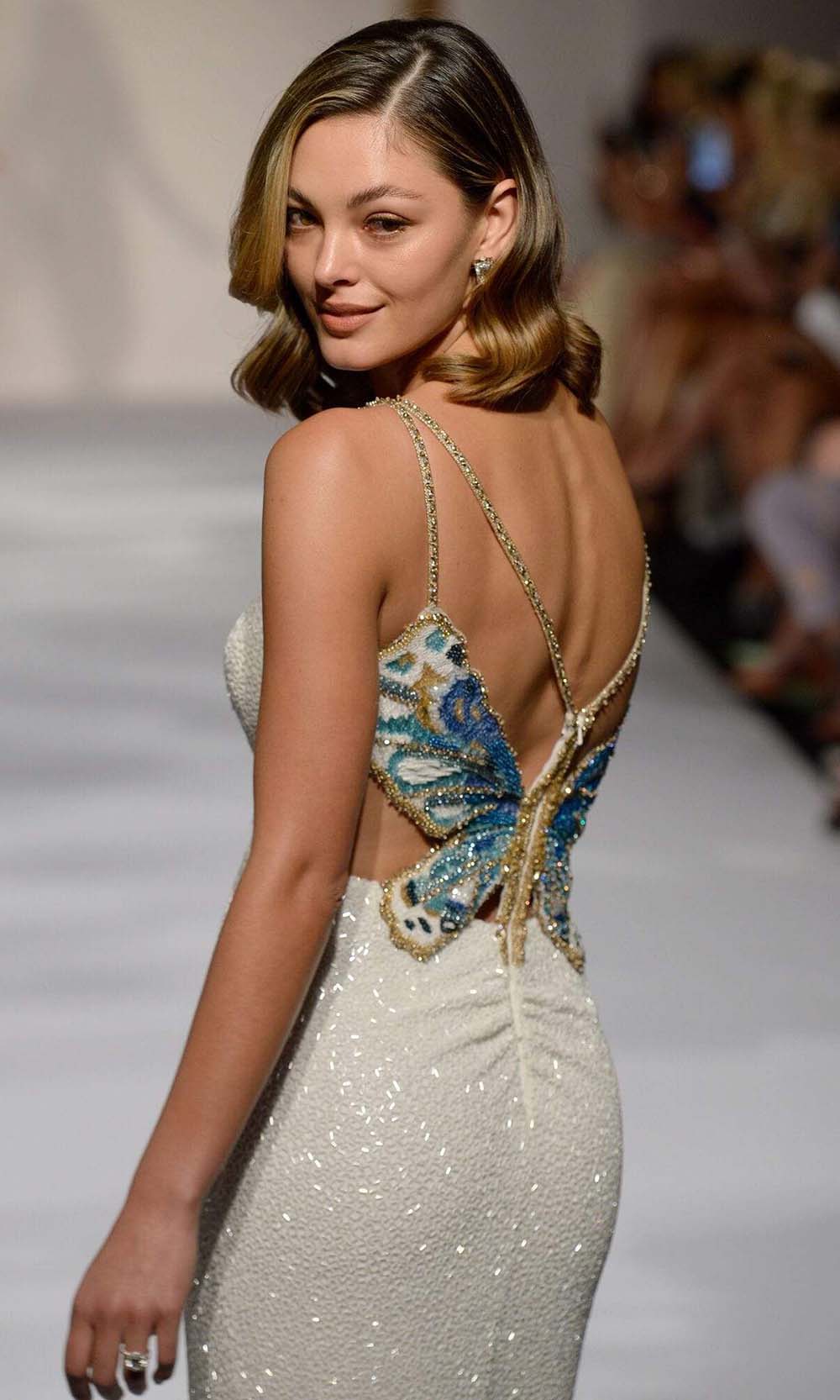 Sherri Hill - 55058 Butterfly Back Beaded Sheath Gown Prom Dresses