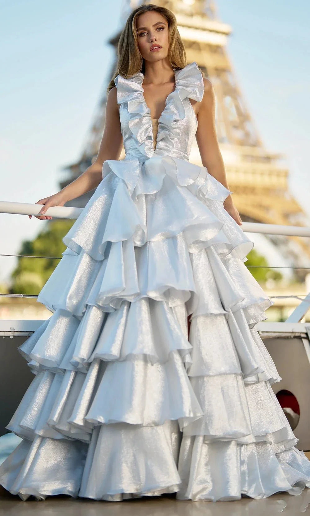 Sherri Hill 56802 - Glamorous Ruffled Plunging Halter Gown Ball Gowns