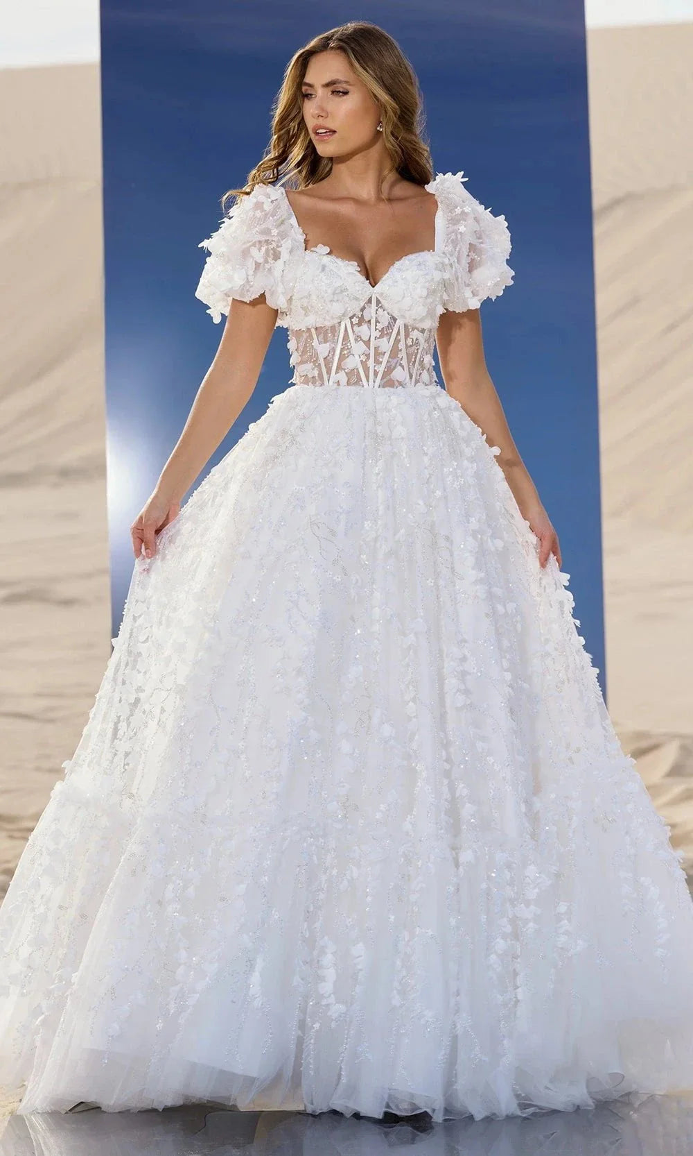Sherri Hill 56813 - Romantic Corset Ballgown with 3D Florals Wedding Dresses