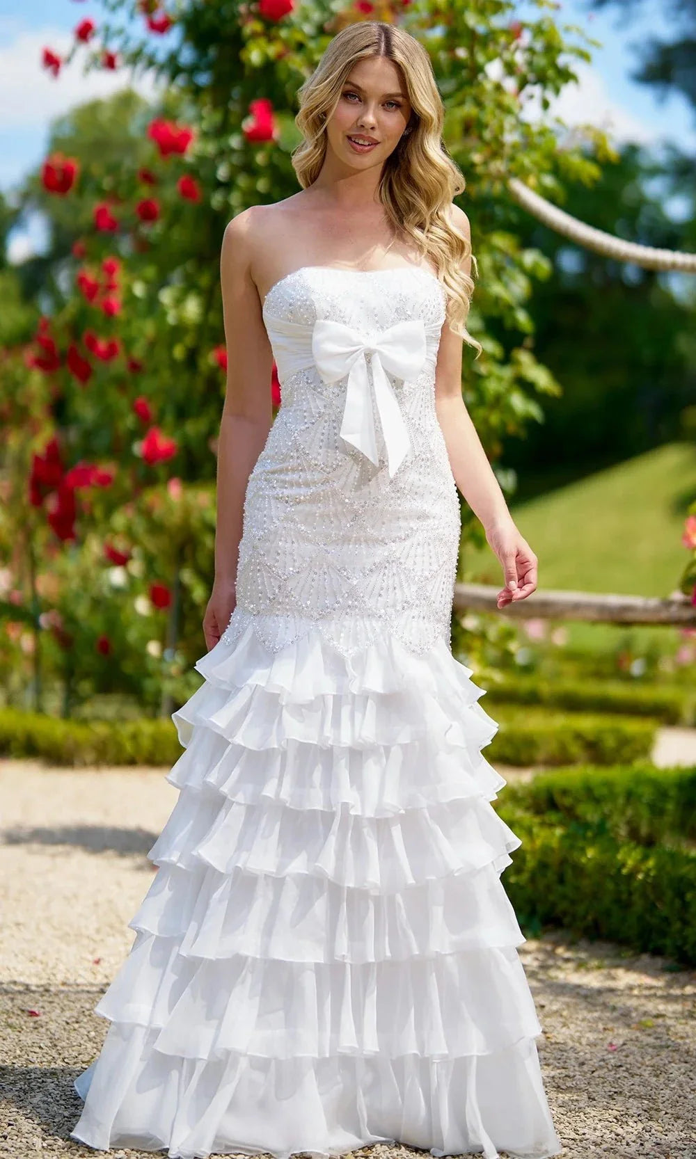 Sherri Hill 56949 - Beaded Bodice Strapless Dress with Bow Prom Dresses