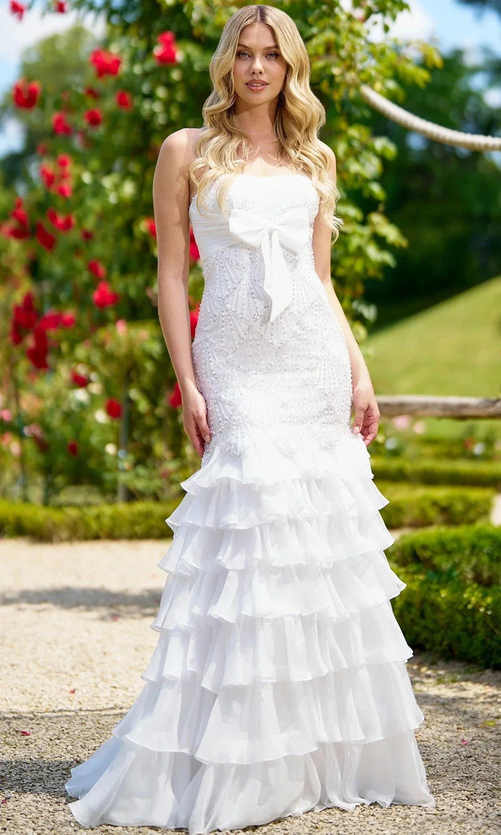 Sherri Hill 56949 - Beaded Bodice Strapless Dress with Bow Prom Dresses