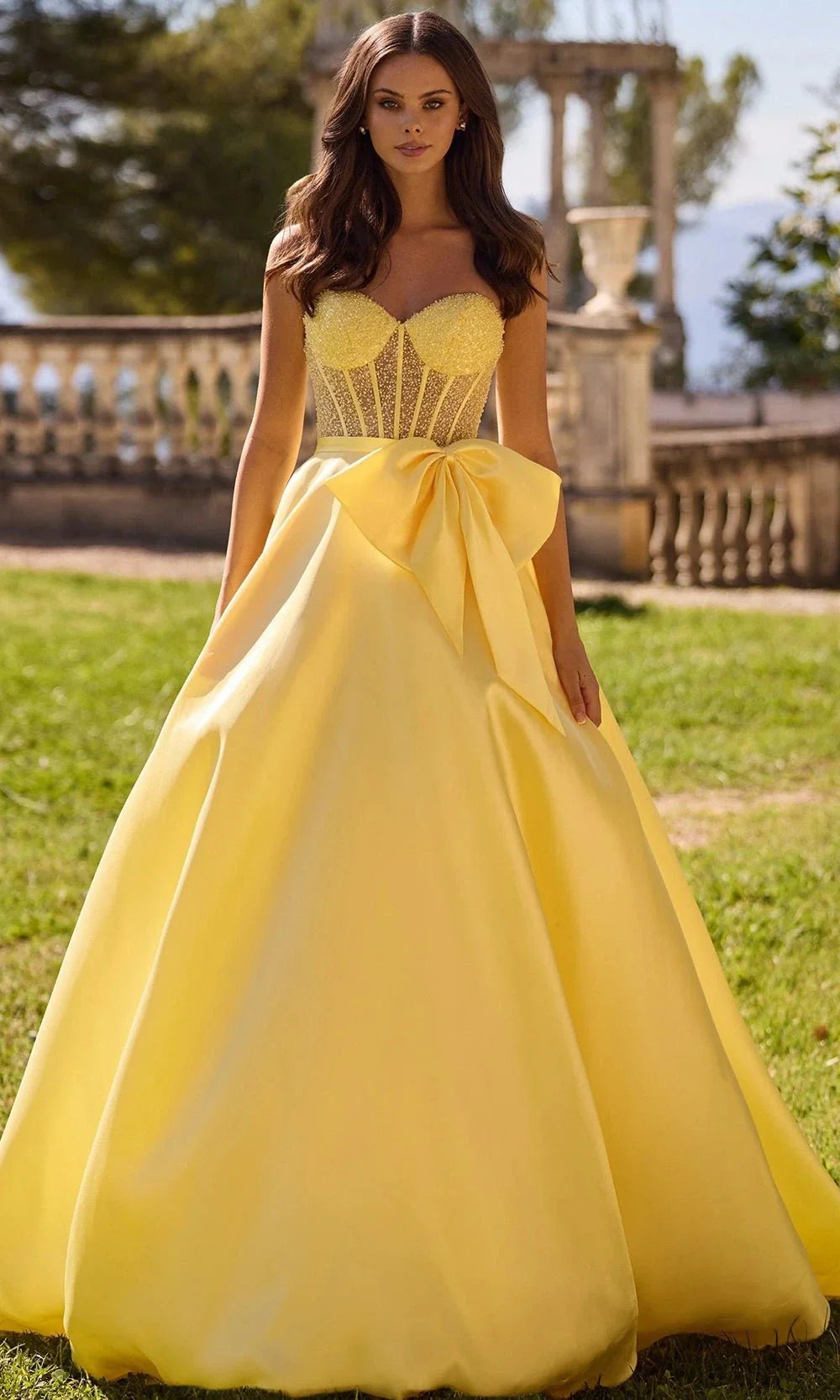 Sherri Hill 57035 - Beaded Sweetheart Mikado Gown Ball Gowns 000 /  Light Yellow