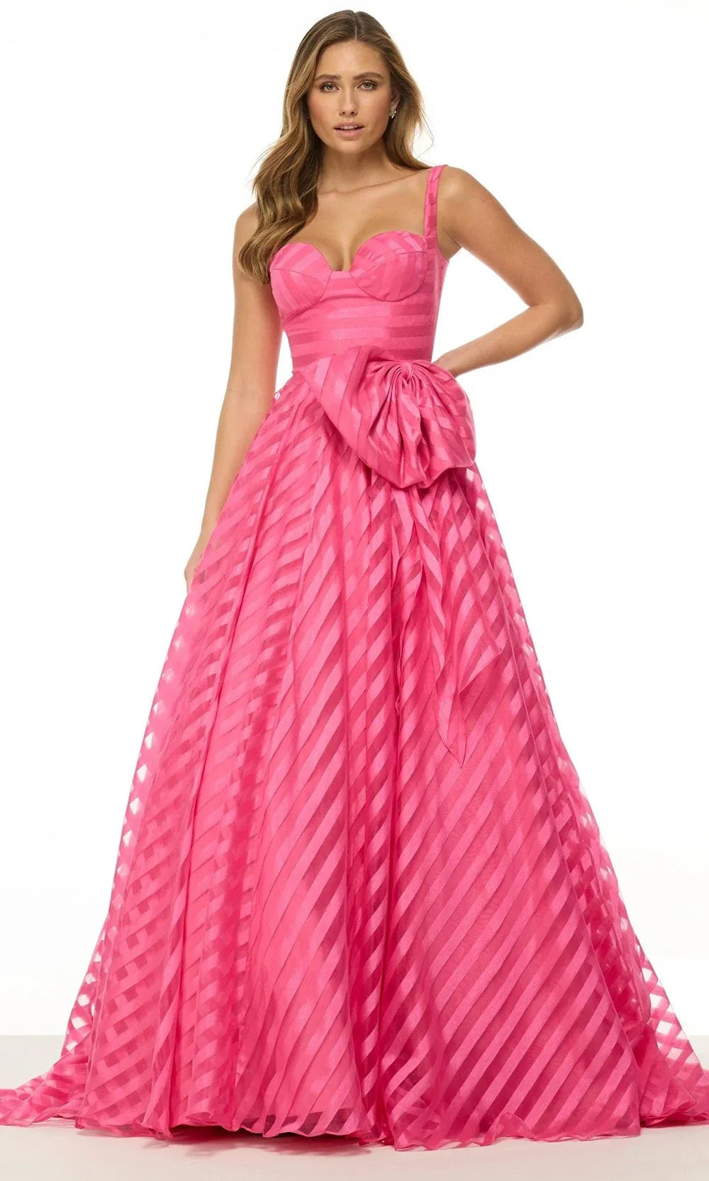 striped organza dress Striped Organza Strapless Ruffle Maxi Dress