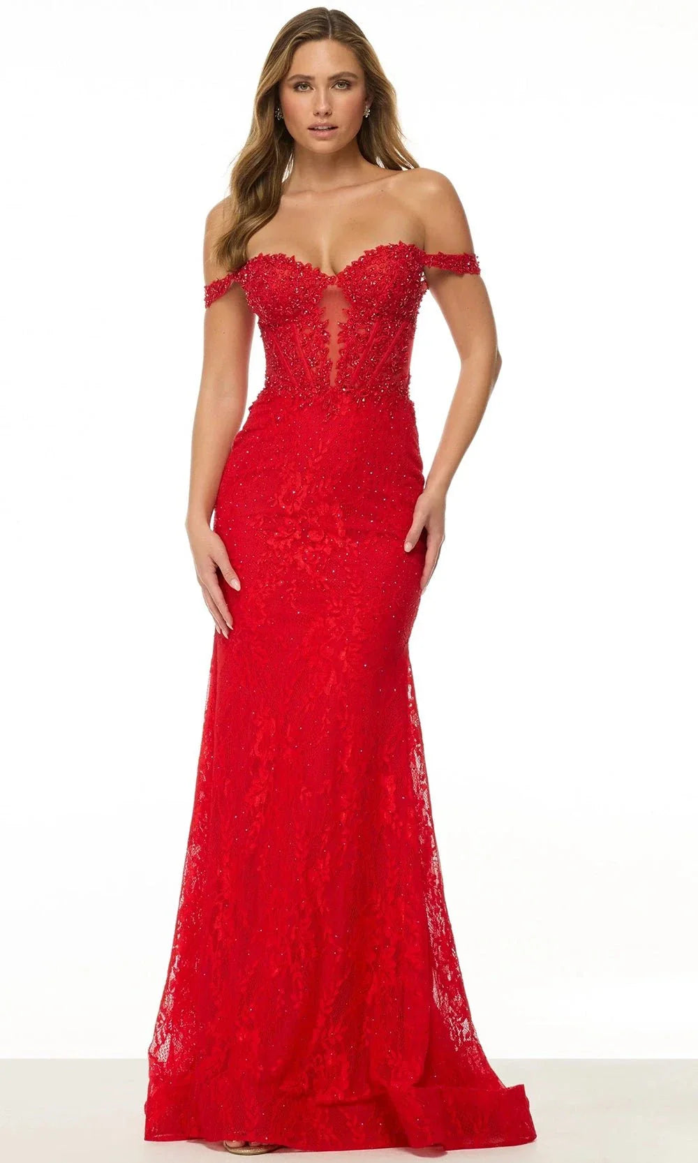 Sherri Hill 57130 - Lace Sheath Gown with Illusion Bodice Sherri Hill 57130 - Lace Sheath Gown with Illusion Bodice