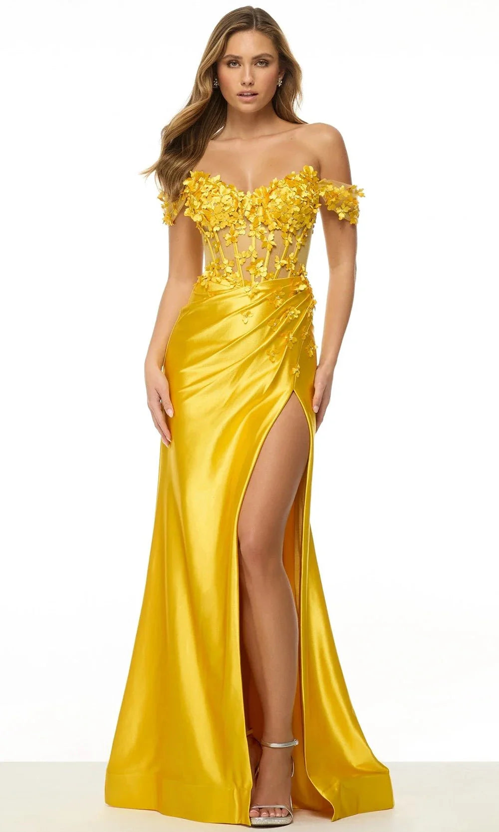 Sherri Hill 57201 - Floral Corset Dress with High Slit Prom Dresses