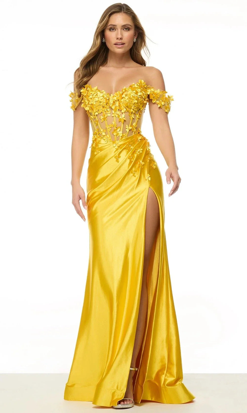Sherri Hill 57201 - Floral Corset Dress with High Slit Prom Dresses