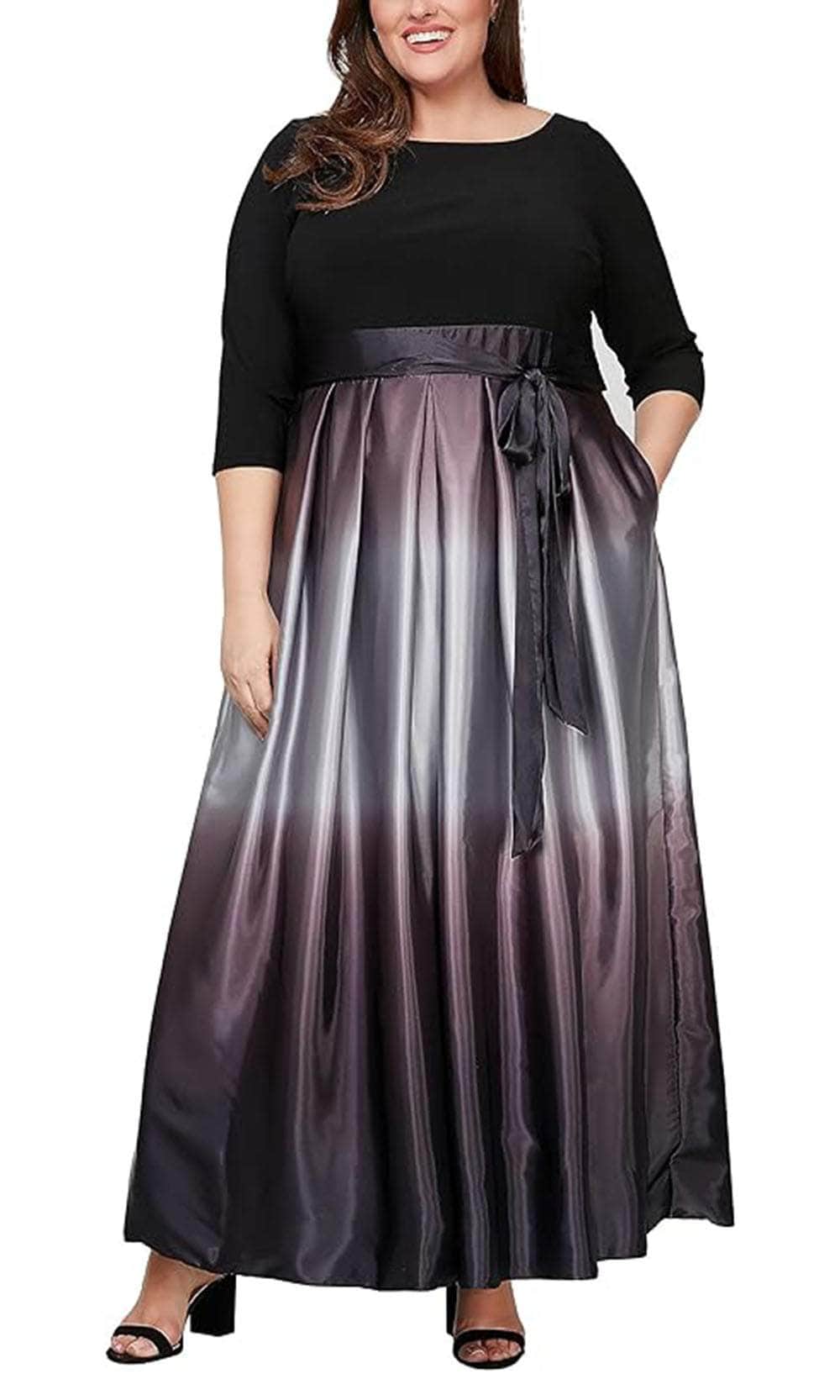 S.L. Fashions 9451111 - Quarter Sleeve A-Line Evening Dress S.L. Fashions 9451111 - Quarter Sleeve A-Line Evening Dress