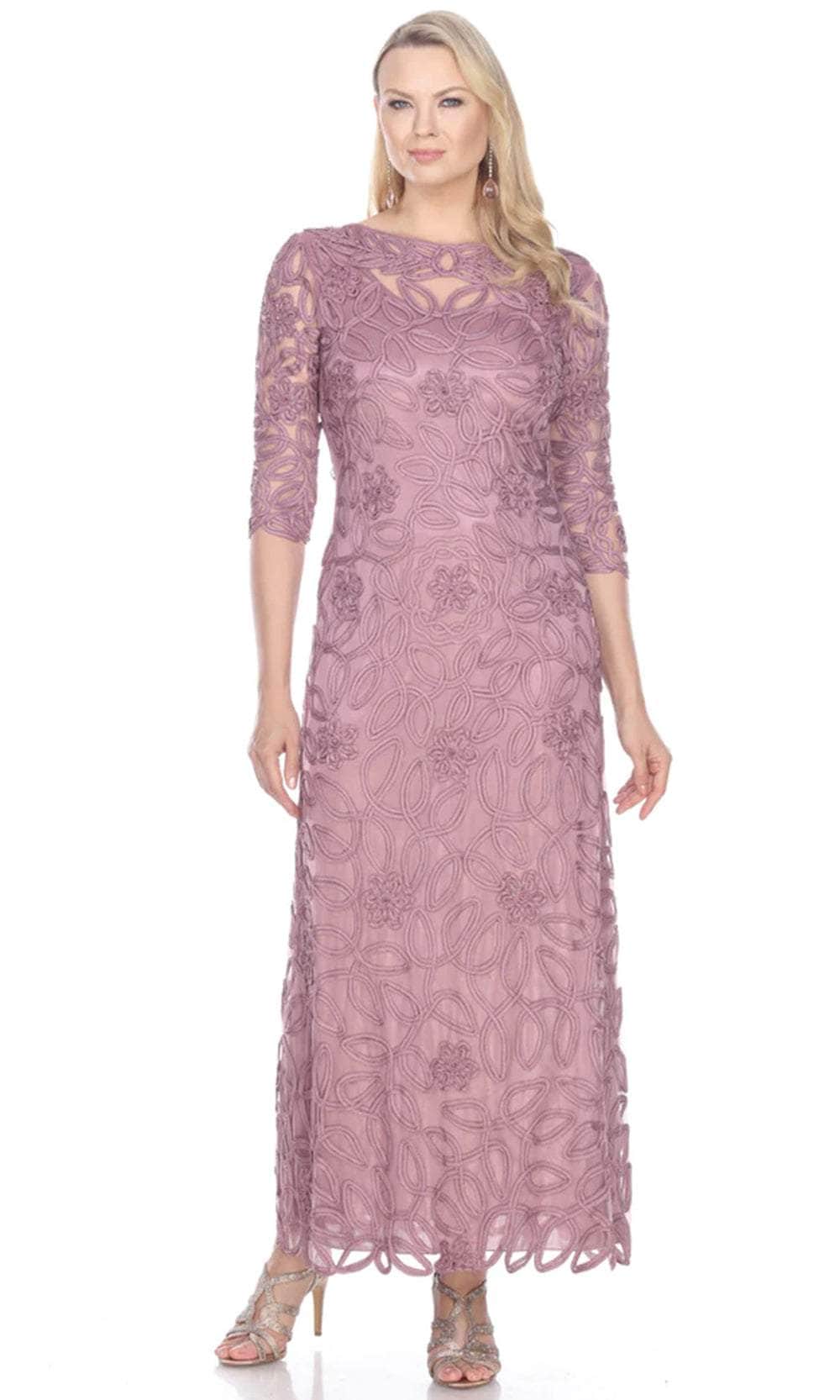 Soulmates 1616 - Soutache Embroidered Lace Evening Gown Dress Evening Dresses Rosewood / S