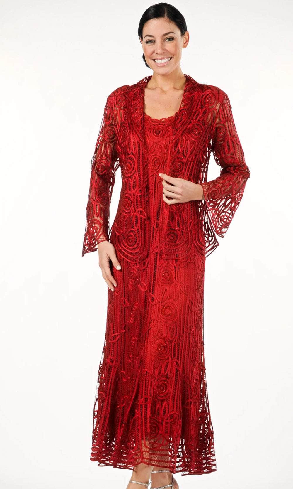 Soulmates C1068 - Beaded Silk Lace Collar Jacket With Godet Dress Set Mother of the Bride Dresses