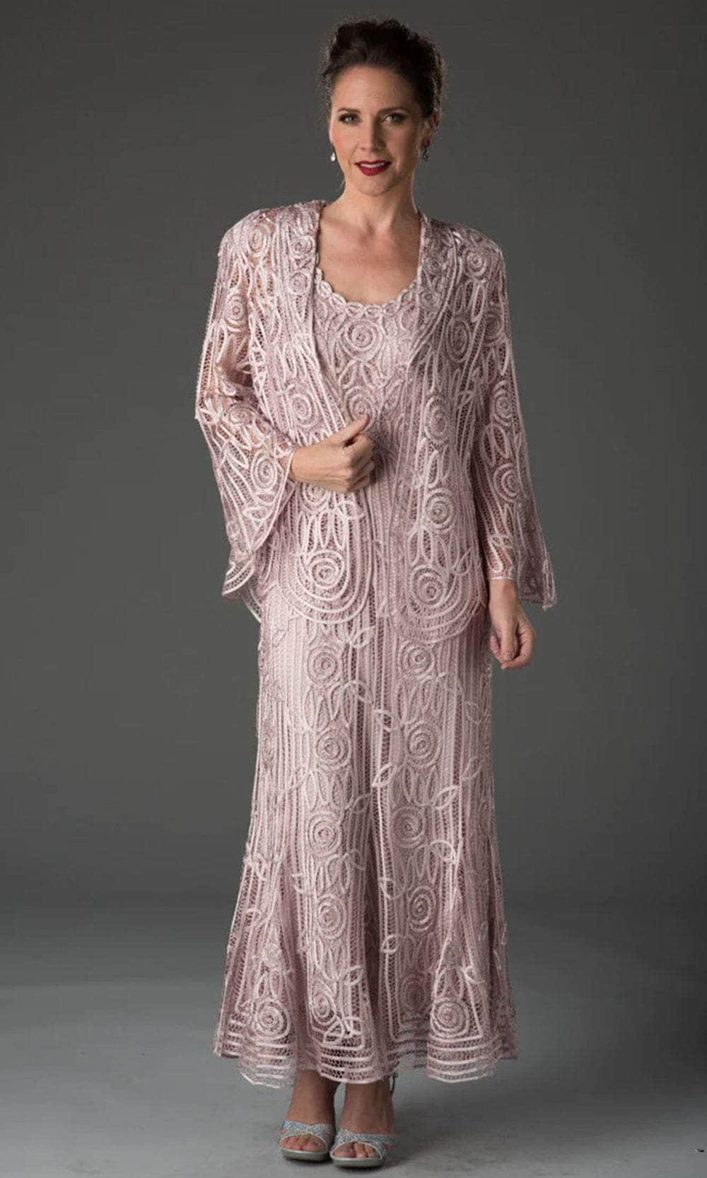 Soulmates C1068 - Beaded Silk Lace Collar Jacket With Godet Dress Set Mother of the Bride Dresses