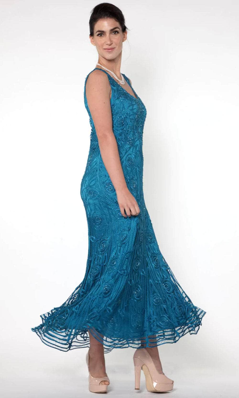 Soulmates C1068 - Beaded Silk Lace Collar Jacket With Godet Dress Set Mother of the Bride Dresses