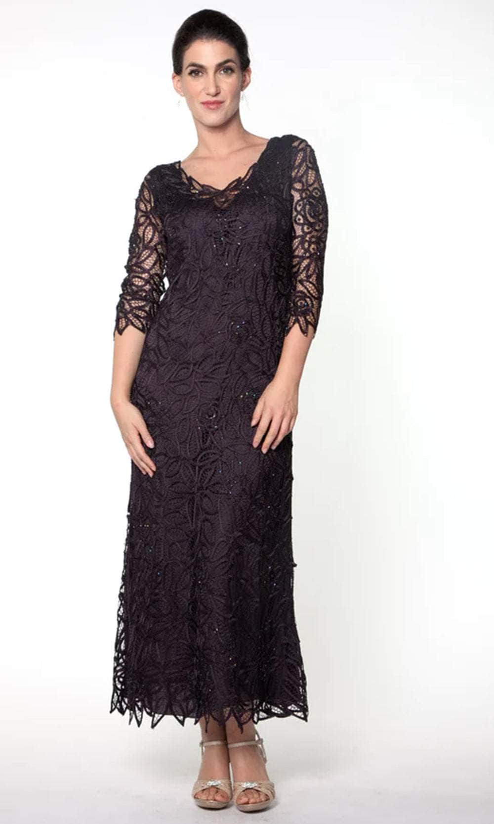 Soulmates C904 - V-Neck One Piece Mother Of The Bride Dress Mother of the Bride Dresses Aubergine / S