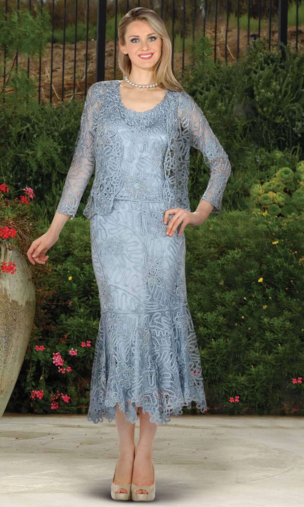 Soulmates C9127 - Three Piece Mermaid Skirt Evening Gown Mother of the Bride Dresses Stone Blue / S