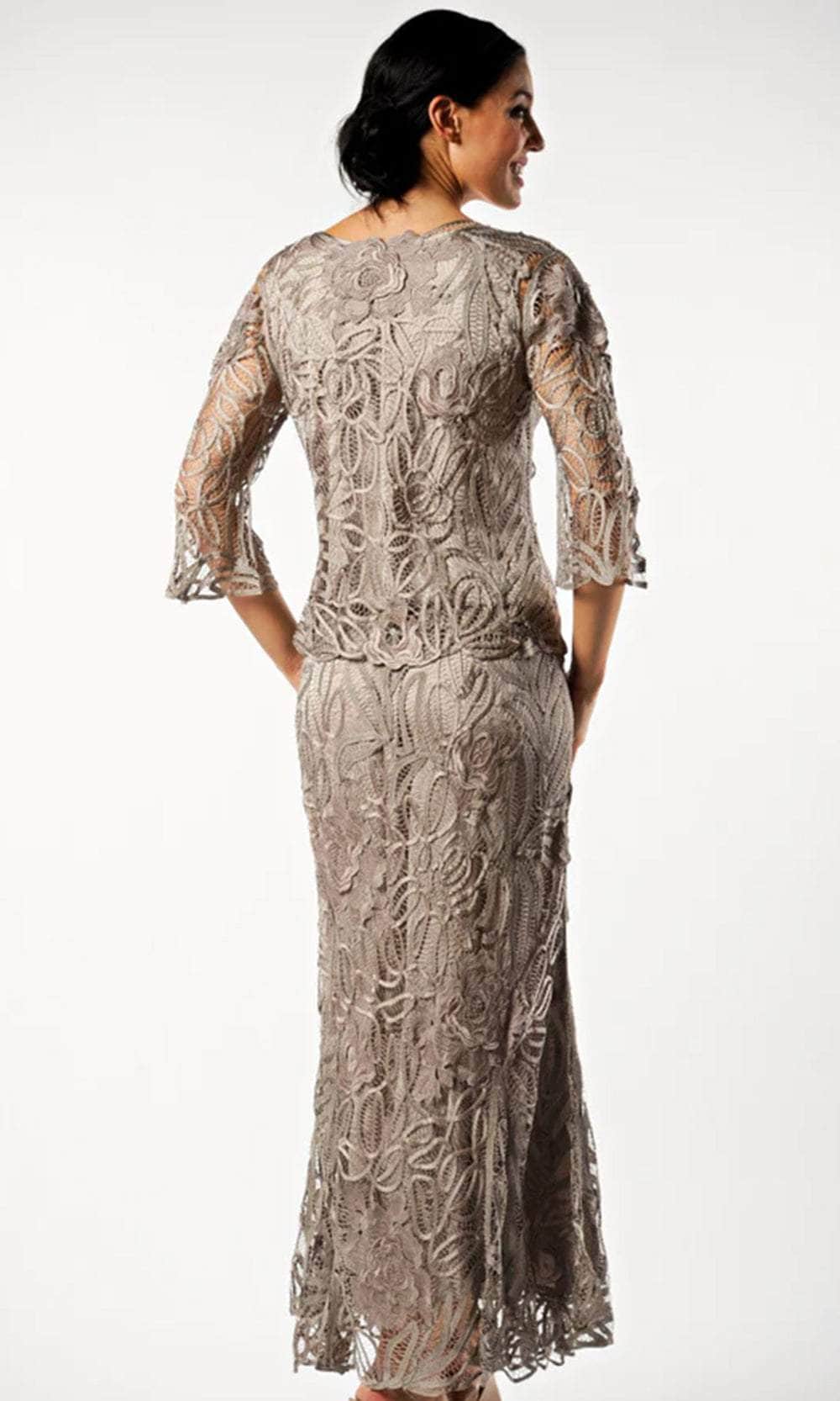 Soulmates D1108 - Rose 3/4 Sleeve Top With Skirt Cocoa