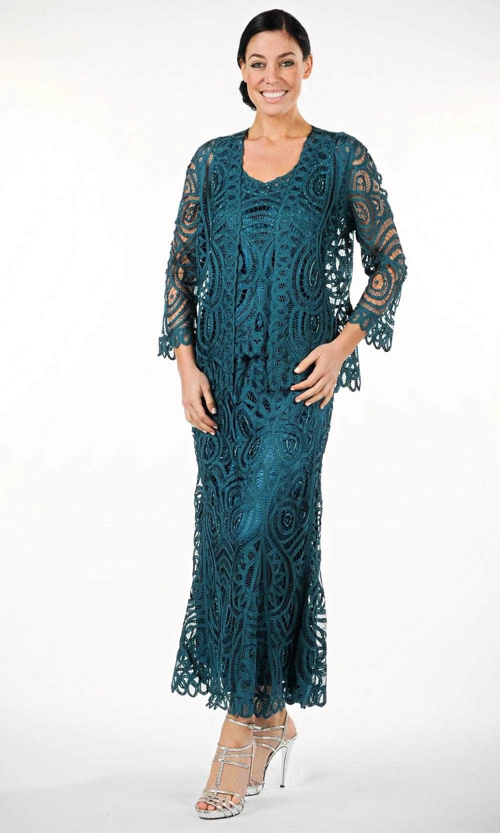 Soulmates D7051 - Three Piece Paisley Jacket Tank And Skirt Set Mother of the Bride Dresses Cypress / S