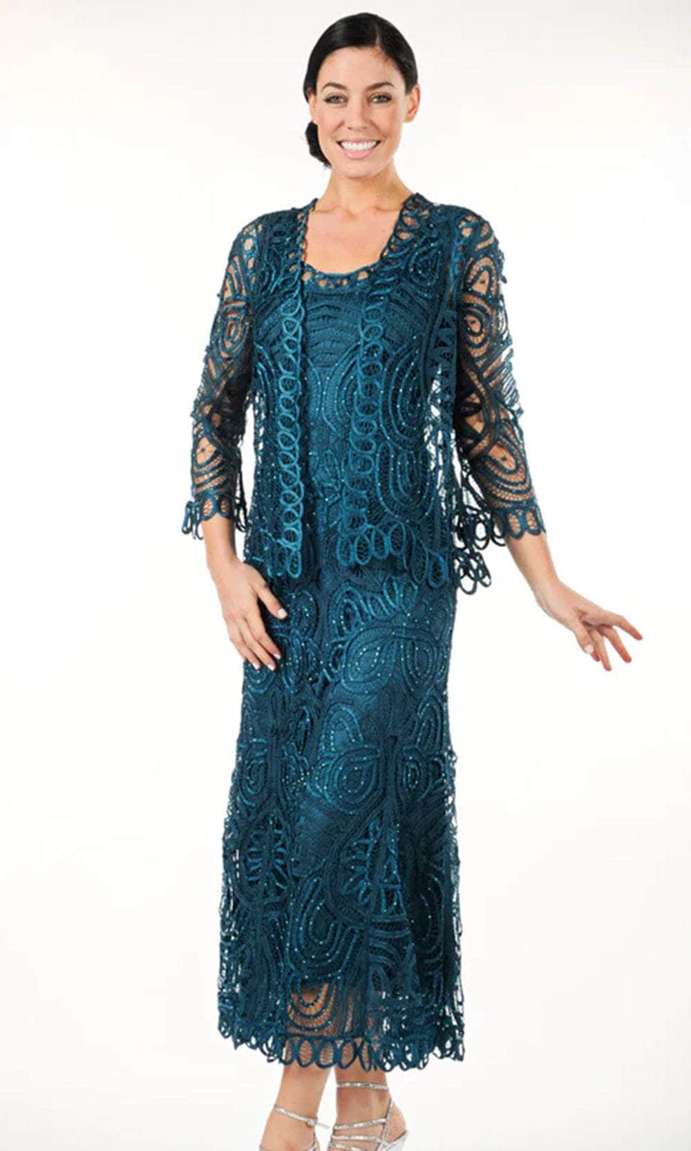 Soulmates D7052 - Classic Hand-Crocheted Lace Evening Dress Mother of the Bride Dresses Cypress / S