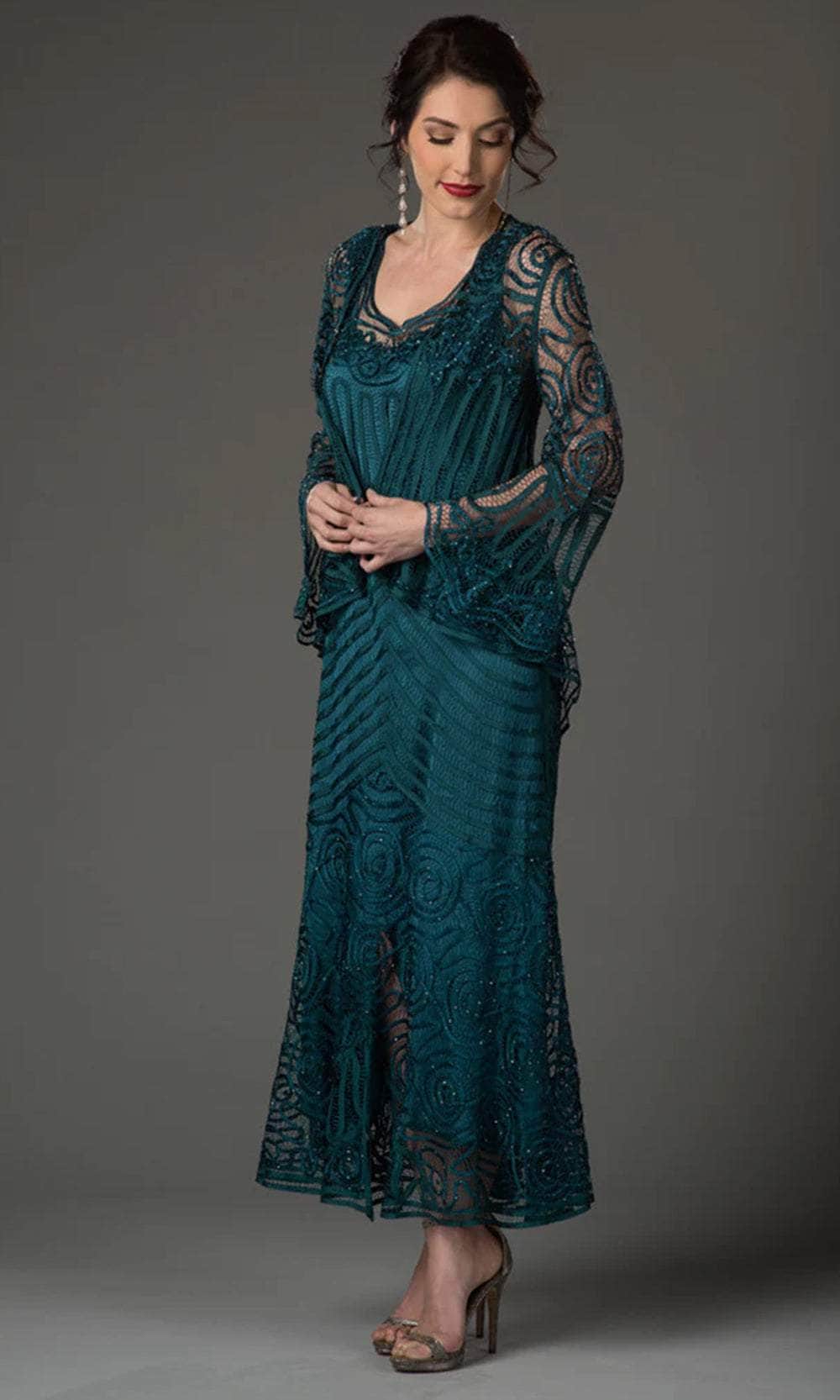 Soulmates D7155 - Heart-Shaped Neckline Dress Jacket Evening Dress Mother of the Bride Dresses Cypress / S