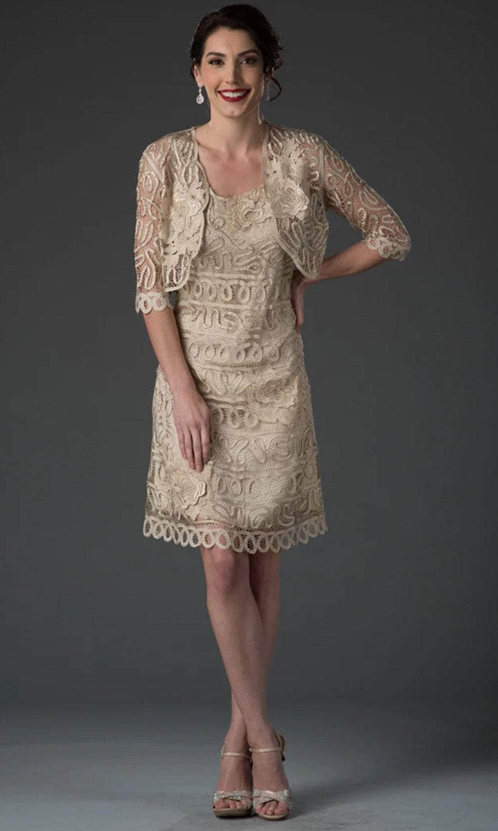 Soulmates D7186 - Sleeveless Lace Short Dress with Jacket Soulmates D7186 - Sleeveless Lace Short Dress with Jacket