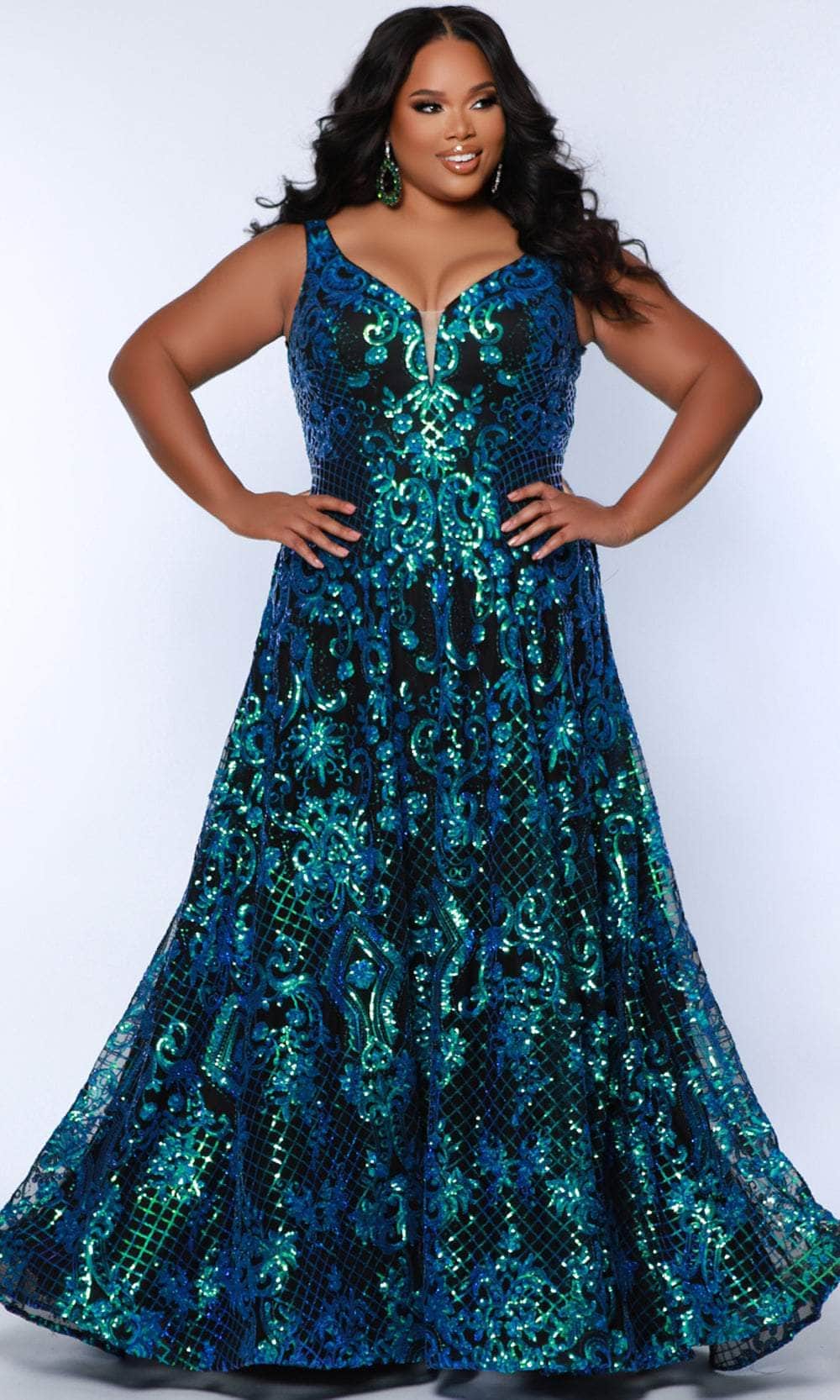 Sydney's Closet SC7367 - V-Shaped Back Sleeveless Gown Sydney's Closet SC7367 - V-Shaped Back Sleeveless Gown