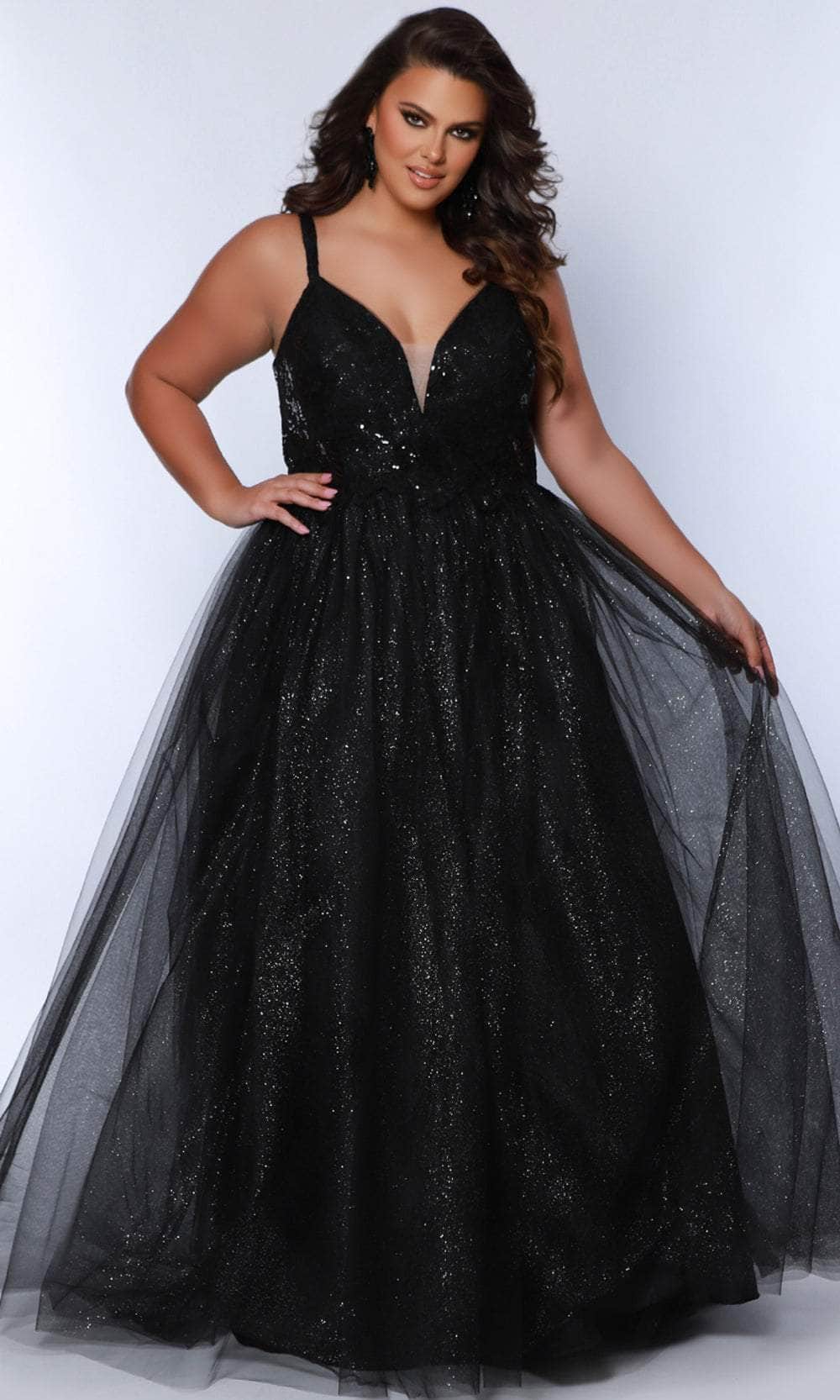 slim fit dress slacks Plus Size Fitted Satin Halter Slit Gown by Ladivine CH079C main image 0