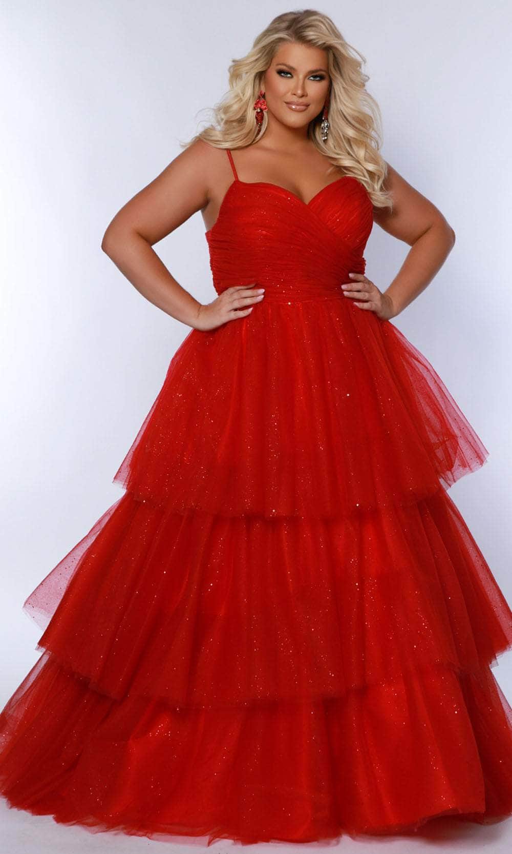 red prom dress size 14 Red Prom Dresses Satin Beaded Ball Gown with Pockets