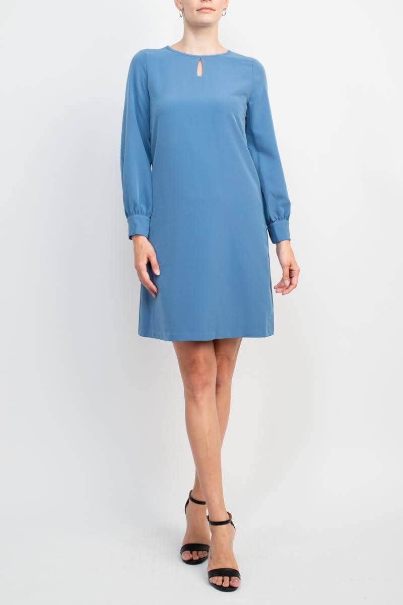 T Tahari THF97004 - Long Sleeve Crepe Cocktail Dress T Tahari THF97004 - Long Sleeve Crepe Cocktail Dress