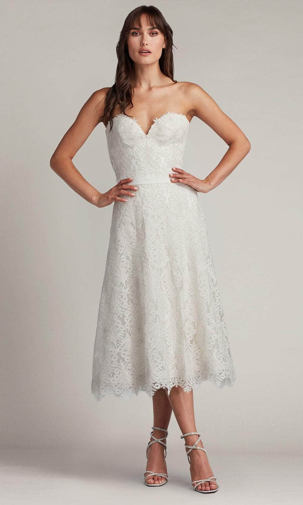 Tadashi Shoji Women's Linley Strapless Embroidered Tulle Midi Dress - Ivory Tadashi Shoji Women's Linley Strapless Embroidered Tulle Midi Dress - Ivory