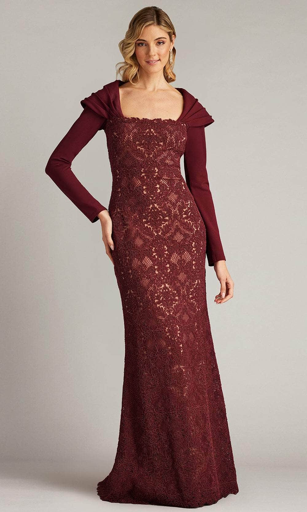 Tadashi Shoji CGC24684L - Draped Shoulder Evening Gown Mother Of The Bride Dresses