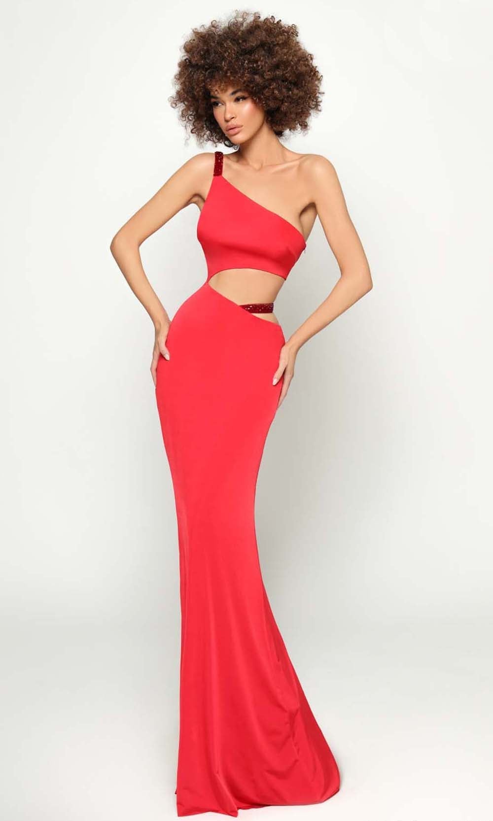 Tarik Ediz - 51004 Fitted Trumpet Evening Dress PRO 0 / Red