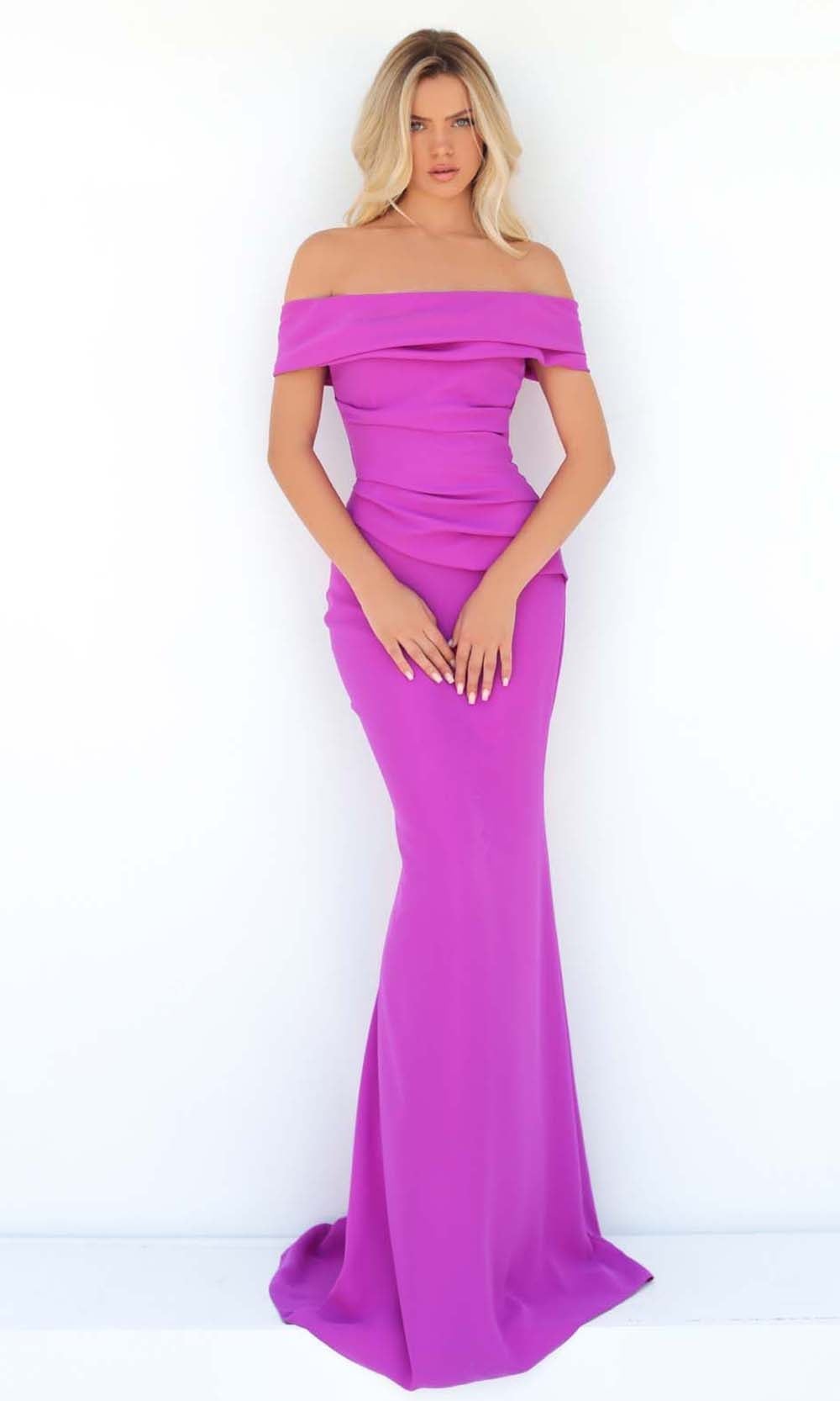 Tarik Ediz - 51155 Ruched Off Shoulder Gown Prom Dresses