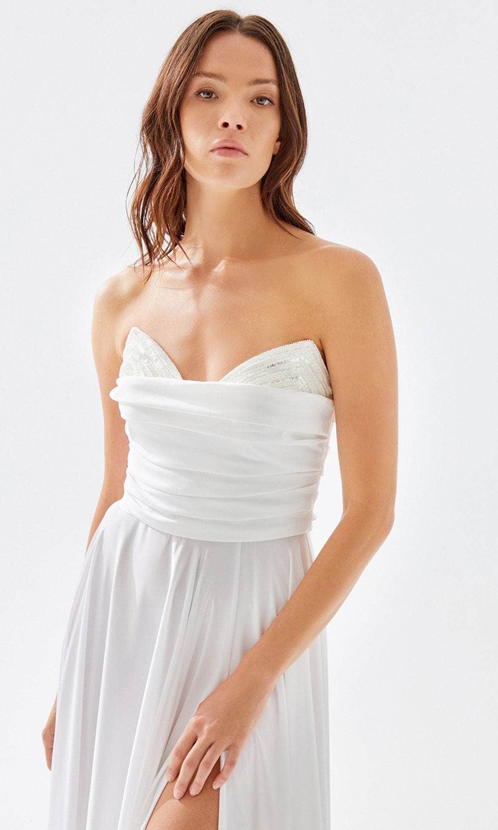 Tarik Ediz 52005 - Butterfly Motif A-line Soft Dress Evening Dresses