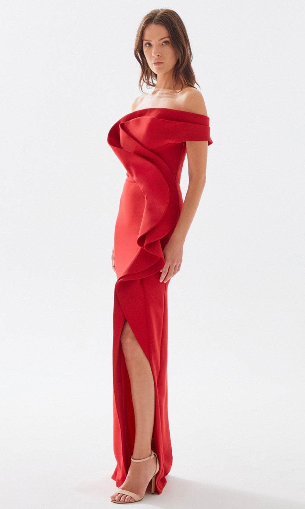 Tarik Ediz 52029 - Asymmetrical Ruffled Prom Dress Prom Dresses
