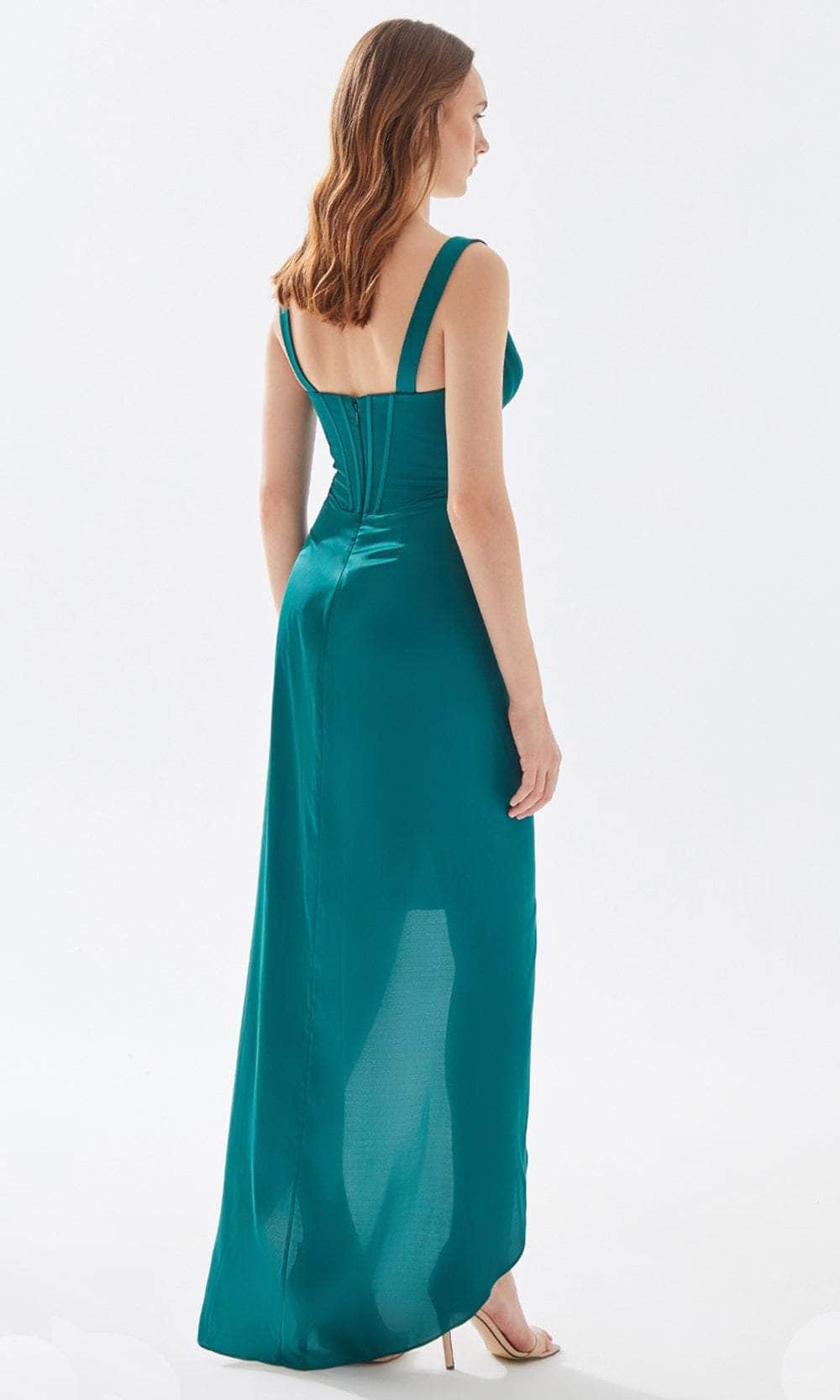 Tarik Ediz 52052 - Pleated Deep V-Neck Prom Gown Prom Dresses
