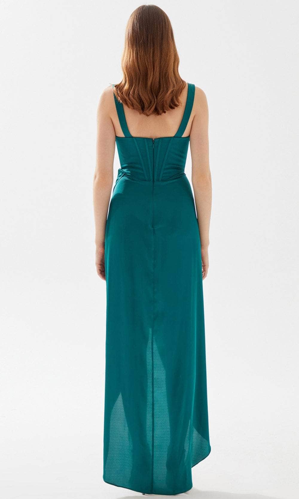 Tarik Ediz 52052 - Pleated Deep V-Neck Prom Gown Prom Dresses
