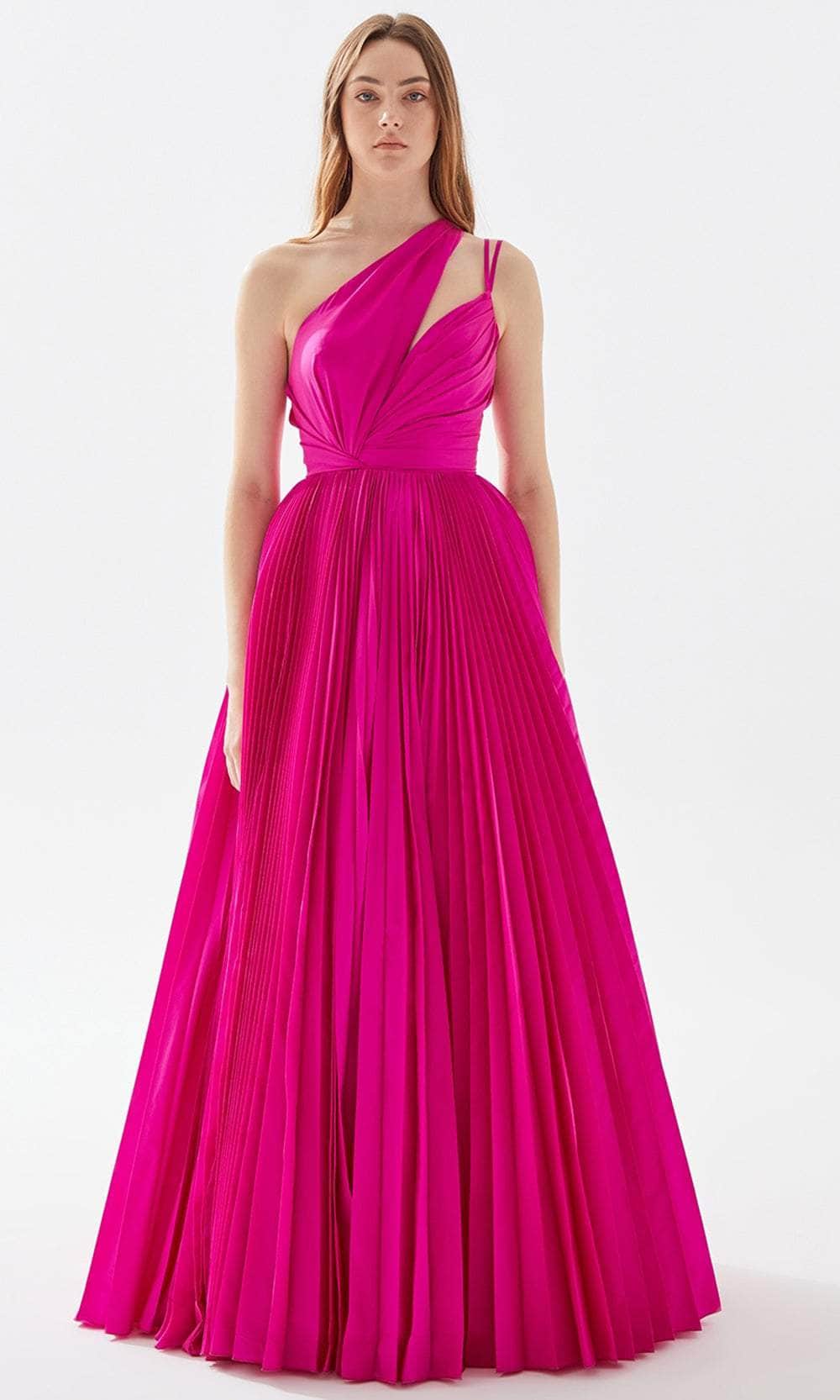 Tarik Ediz 52097 - Shirred Cut-In Ballgown Ball Gowns 00 / Fuchsia