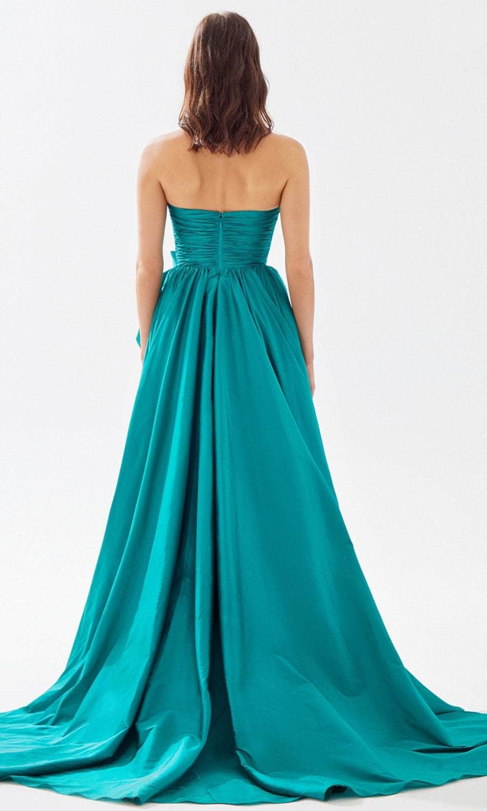 Tarik Ediz 52118 - Rosette Detailed A-Line Prom Dress Prom Dresses